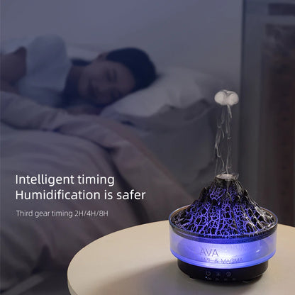 Volcano Flame Diffuser Essential Oil Diffusers for Home Bedroom Air Humidifier Remote Control 7 Colours Lights Timer shutdown