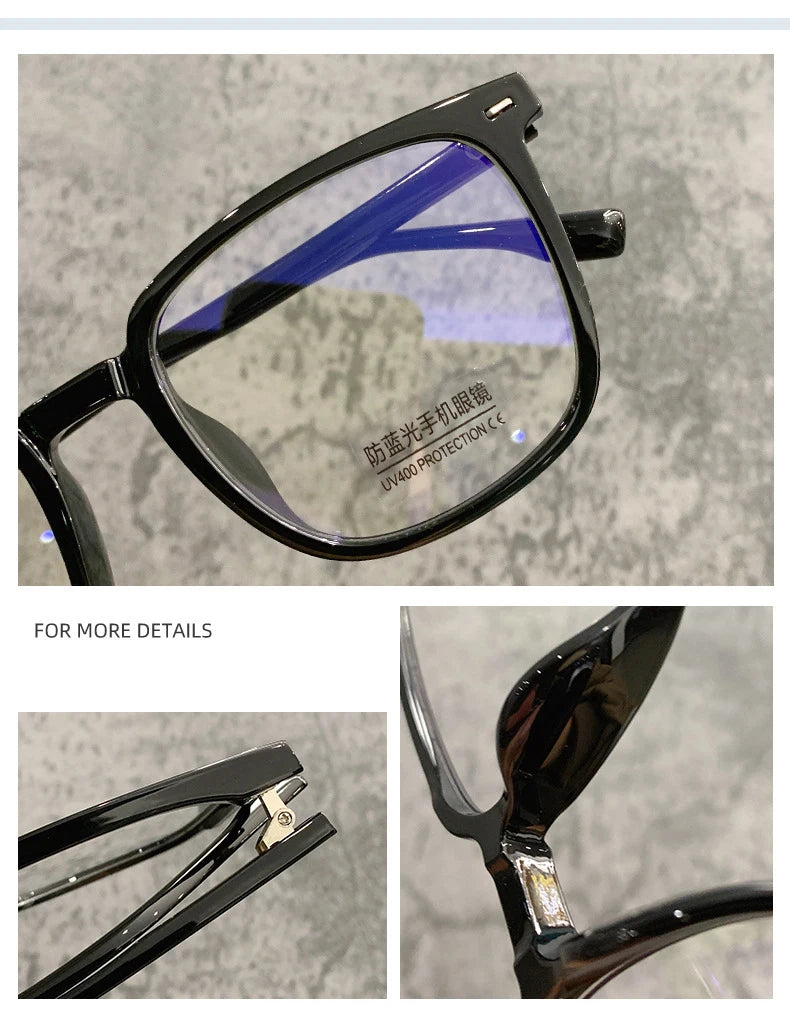 Square Transparent Men's Reading Glasses Vintage Frames Computer Blue Light Blocking TR90 Male Presbyopic Eyeglasses Leesbril +2
