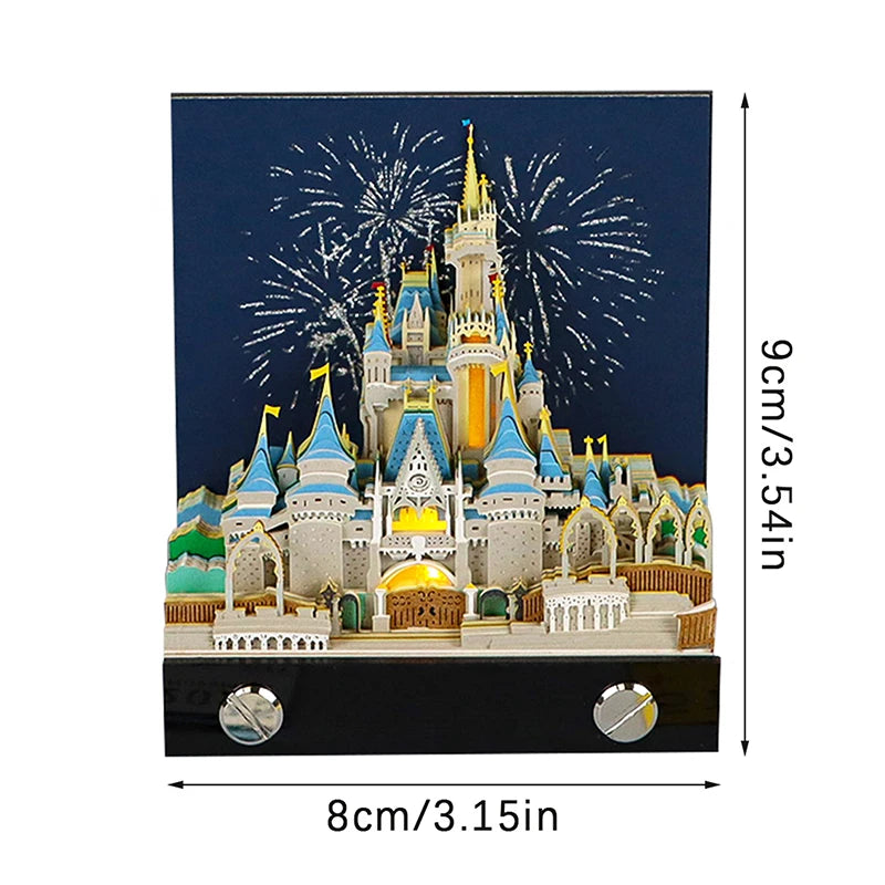 Time Piece Calendar 2026 Desk Calendar With LED Light 3D Tear-away Calendar Paper Carving Art Memo Pad Notepad Gift Christmas