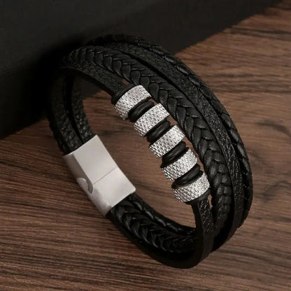 Classic Men's Leather Bracelet New Style Hand-woven Multi-layer Combination Accessory Fashion Man Jewelry