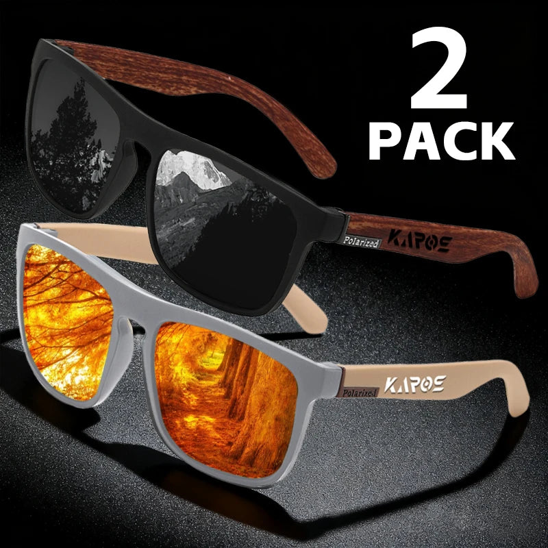 KAROS 2PCS Sunglasses Men/Women Polarized Square Mirror Brand Design Luxury UV400 SunShade Unisex Fishing Driving Cycling Hiking