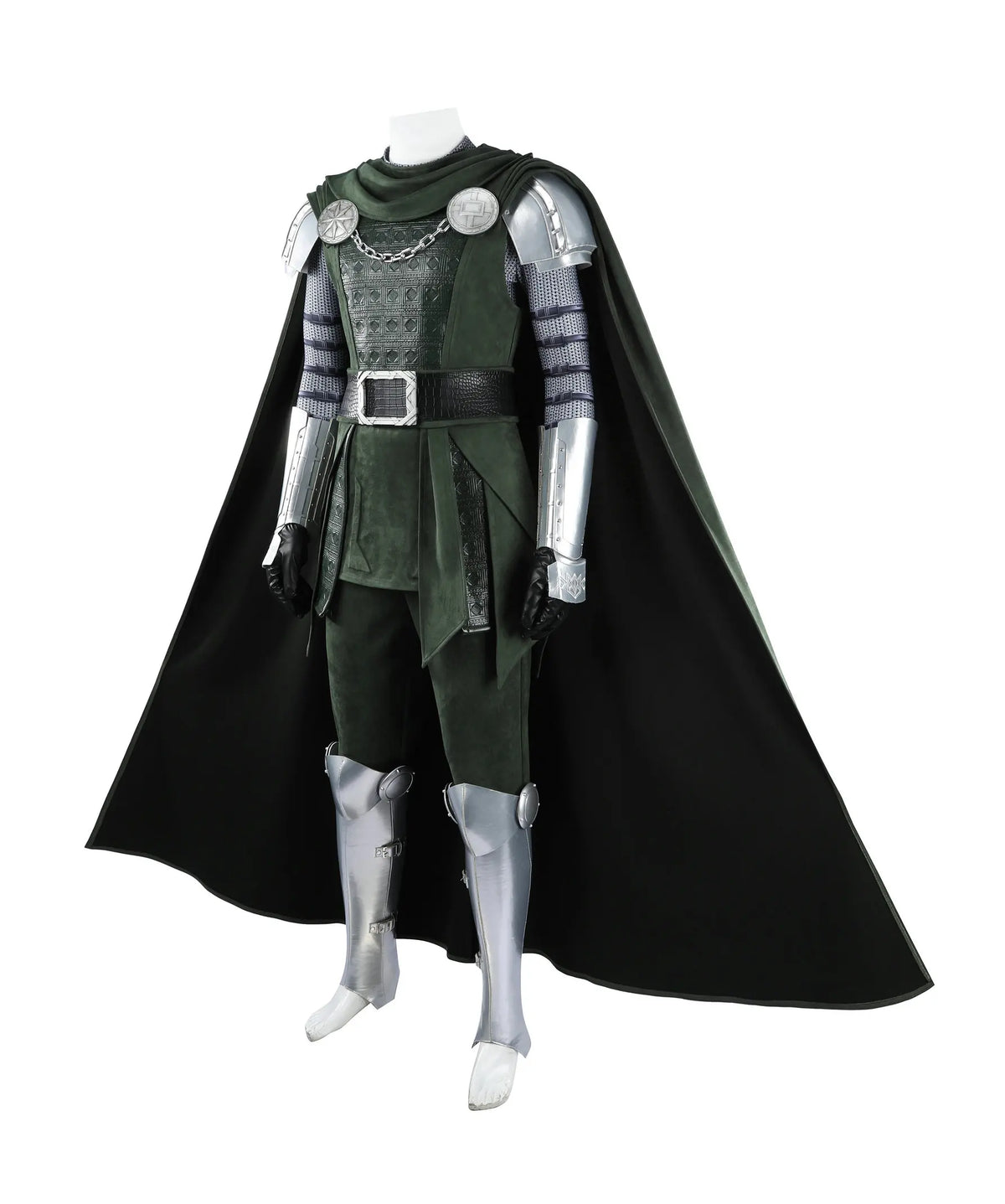 Doctor Doom Cosplay Costume Green Suits Silver Mask Silver Boots