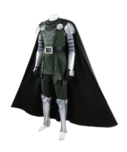 Doctor Doom Cosplay Costume Green Suits Silver Mask Silver Boots