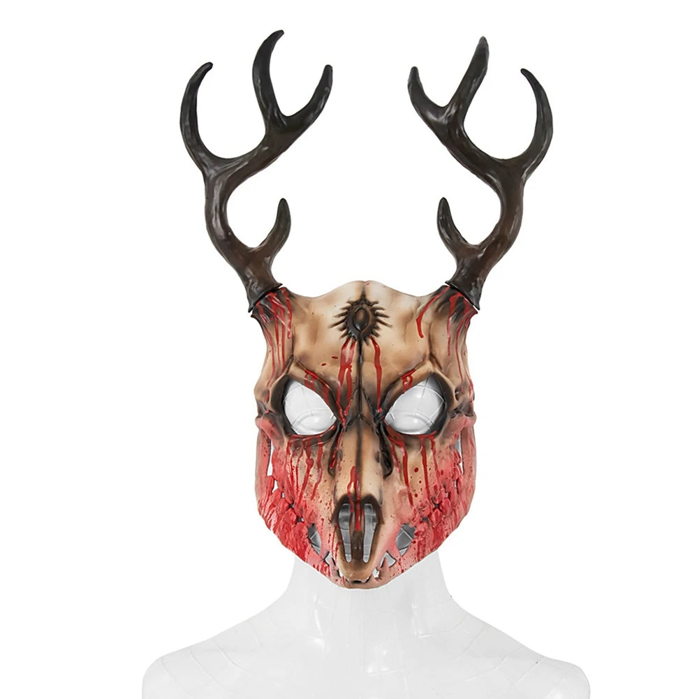 Halloween Antlers Masks Cosplay Deer Head Mask Role Play Masks Masquerade Props Scary Full Face Mask for Halloween Party