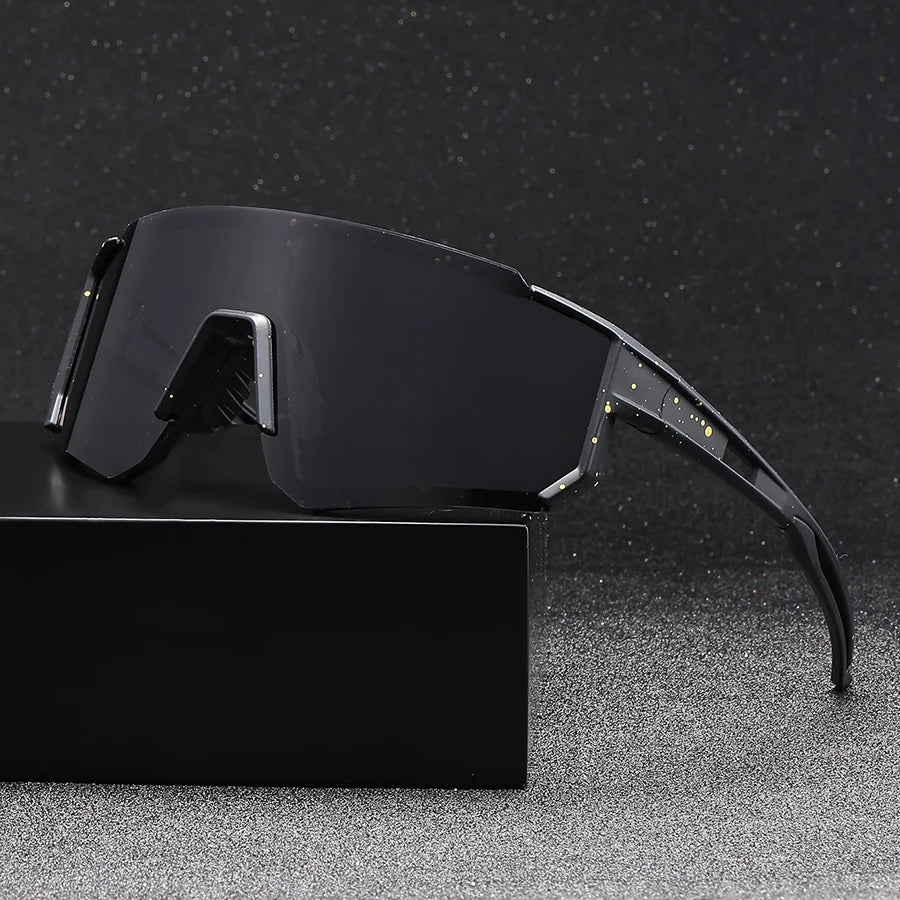 1 pair of large-frame trendy cycling sunglasses, suitable for both men and women, ideal for cycling, fishing, and running.