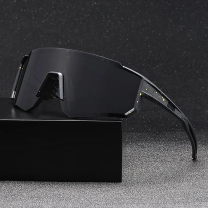 1 pair of large-frame trendy cycling sunglasses, suitable for both men and women, ideal for cycling, fishing, and running.