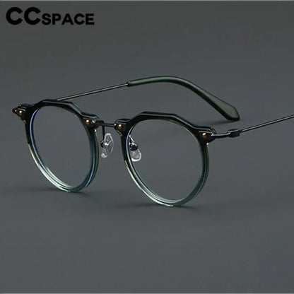 57028 Vintage Acetate Optical Spectacle Frames Women Fashion Round Metal Eyeglass Frame Men Trend Transparent Eyewear