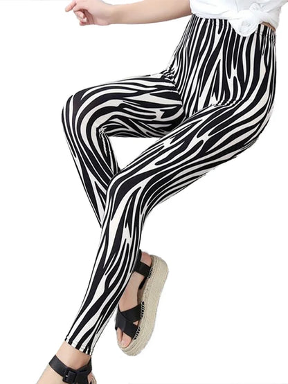 CUHAKCI Fashion Plaid Printing Leggings Women Sexy Fitness Leggins Grid Floral Stripe Trousers High Waist Pencil Pants