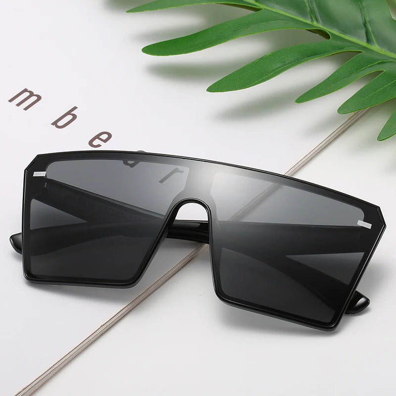 Oversized Square Sunglasses Women 2024 Luxury Brand Fashion Flat Top Red Black Clear Lens Men Fishing Shade Mirror UV400