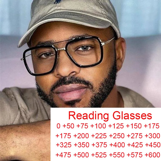 Tony Stark Glasses Men Women Anti Blue Light Reading Glasses Vintage Brand Designer Decorative Eyeglasses Even For Plus +2.5 +2