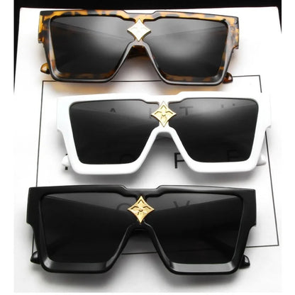 Retro Millionaire Sunglasses for Women Men Vintage Fashion Flat Top Thick Frame Square Sun Glasses Punk Rock Hip Hop Style