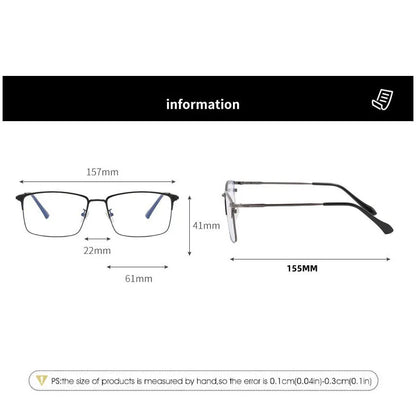 157mm Titanium Alloy Anti Blue Light Square Reading Glasses Men Business Big Presbyopic Glasses Clear Lens Prescription Eyewear