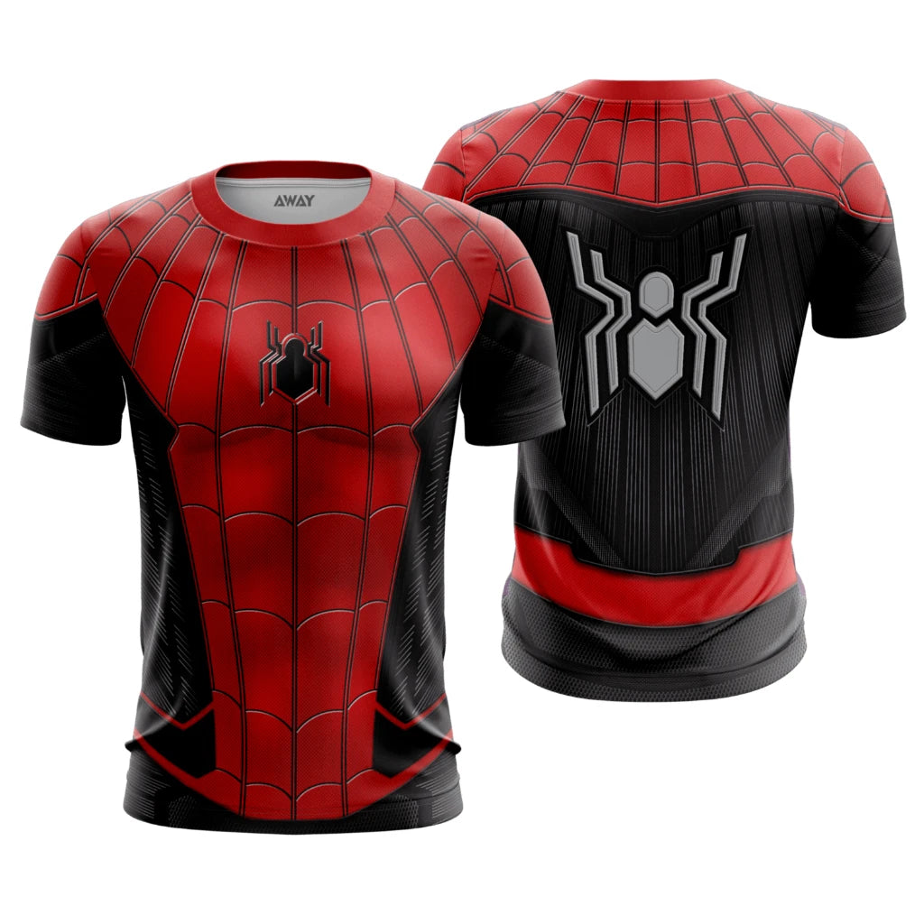 Parent‑child Spider Hero Graphic T‑Shirt,Red‑Blue 3D Printed Jersey,Polyester Short Sleeve Tops for Family Matching Outfits