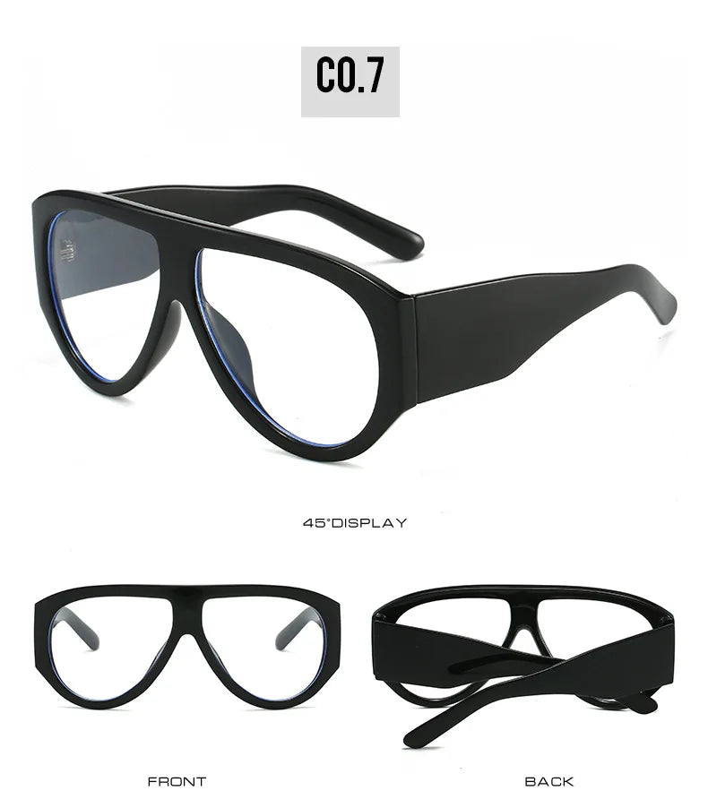 New Large Frame Luxury Myopia Glasses Anti Blue Light Oversized Pilot Fashion Eyeglasses Oval Clear Lens Short-sighted Eyewear