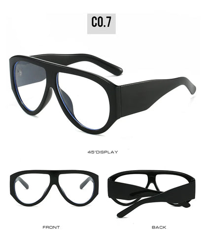 New Large Frame Luxury Myopia Glasses Anti Blue Light Oversized Pilot Fashion Eyeglasses Oval Clear Lens Short-sighted Eyewear