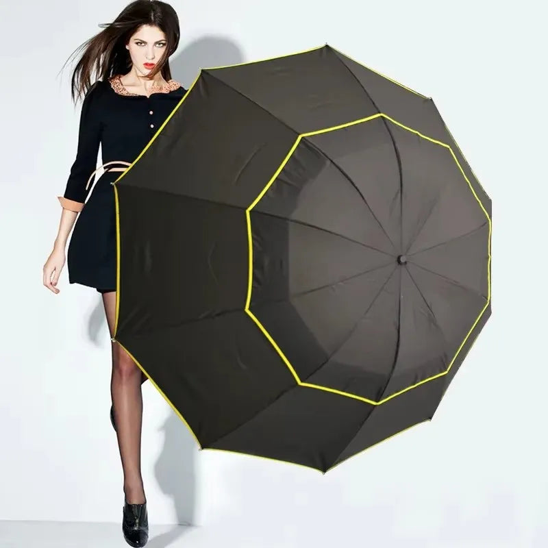 Double Strong Wind Resistant Umbrella Rain Women Large Folding Non-automatic Umbrellas Men Family Travel Business Paraguas