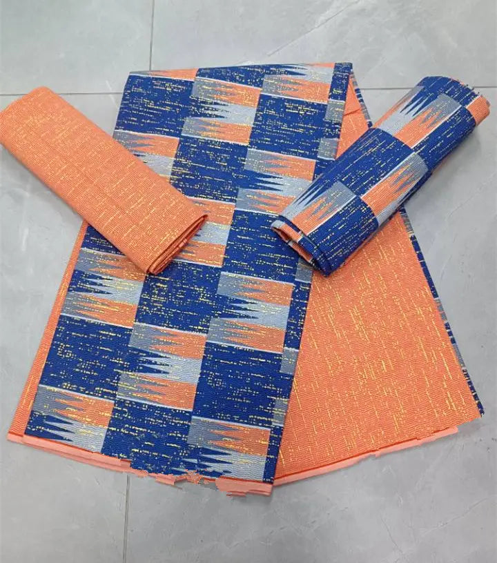 KENTE 4+2YARD 2024 Latest Design 6 Yards/lot African Fabric Gold Powder Ankara 100% Cotton Farbic For Sewing Wax Print Fabric