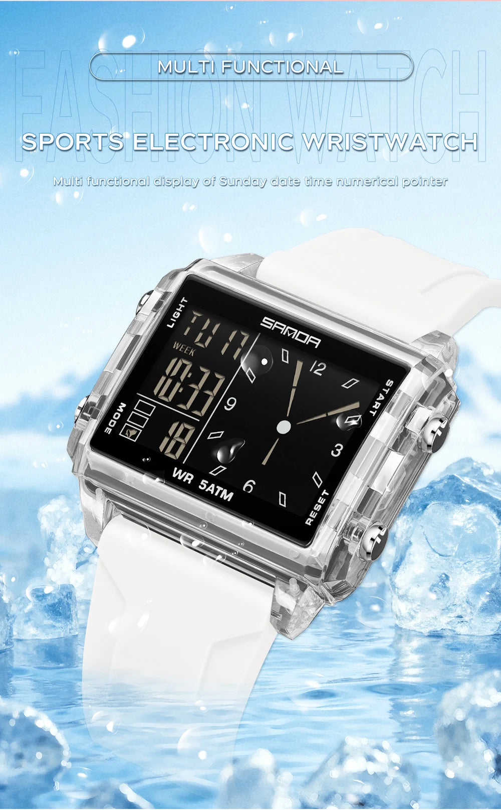 SANDA 6273 Fashion Electronic Watches for Man Luminous Calendar Waterproof Clock Outdoor Sports Casual Ladies Digital Wristwatch