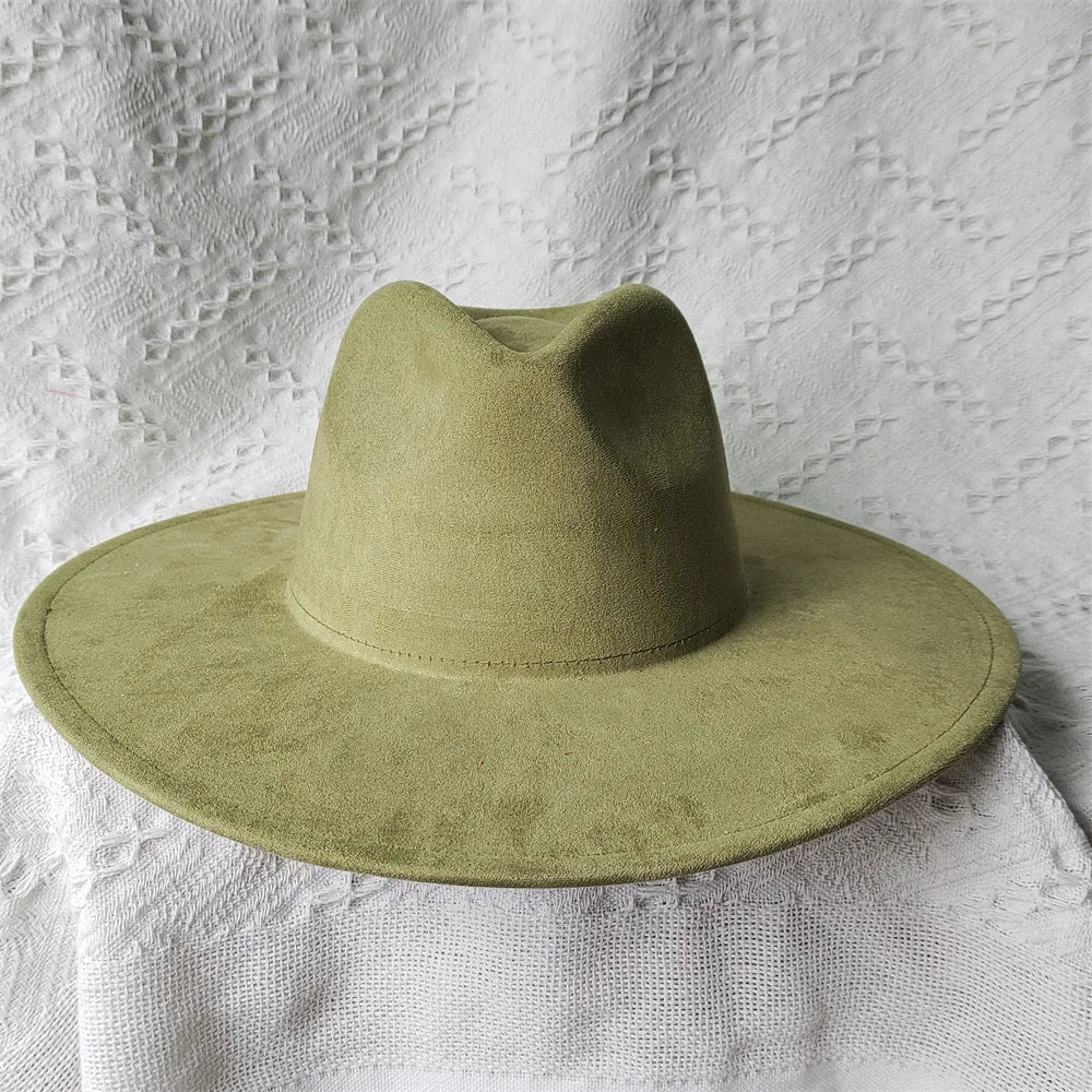 Colorful Suede Wide Brim Felt Fedoras Women's Hat Men's Church Jazz Hat Denim Hat Panama шляпа женская летняя 2024
