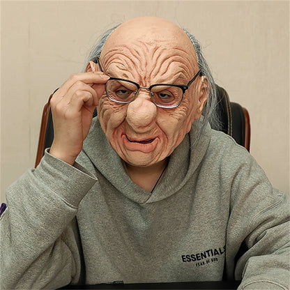 Popular Grandpa Mask, Funny Trick, Natural Latex Material, Detailed Craftsmanship, Movie Texture, Hand-Painted, Role-Playing