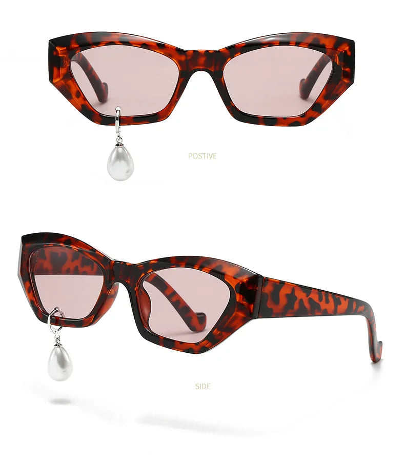 Pearl Diamond  DIY Tear Sunglasses for Women Small Frame Cat Eye Fashion Forward Mermaid Tear Aviator Eyewear
