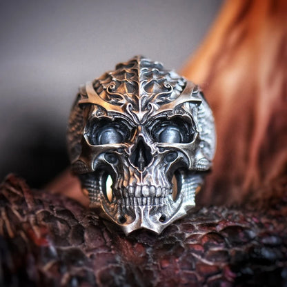 Vintage Punk Stainless Steel Skull Rings For Men Gothic Punk Dragon Scaled Skull Rings Hip Hop Men Motorcycle Rock Biker Jewelry