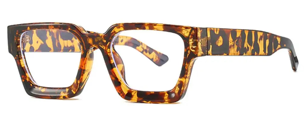 Oversized Square Reading Glasses For Women Brand Designer Blue Light Blocking Eyeglasses Green Leopard Prescription Glasses Men