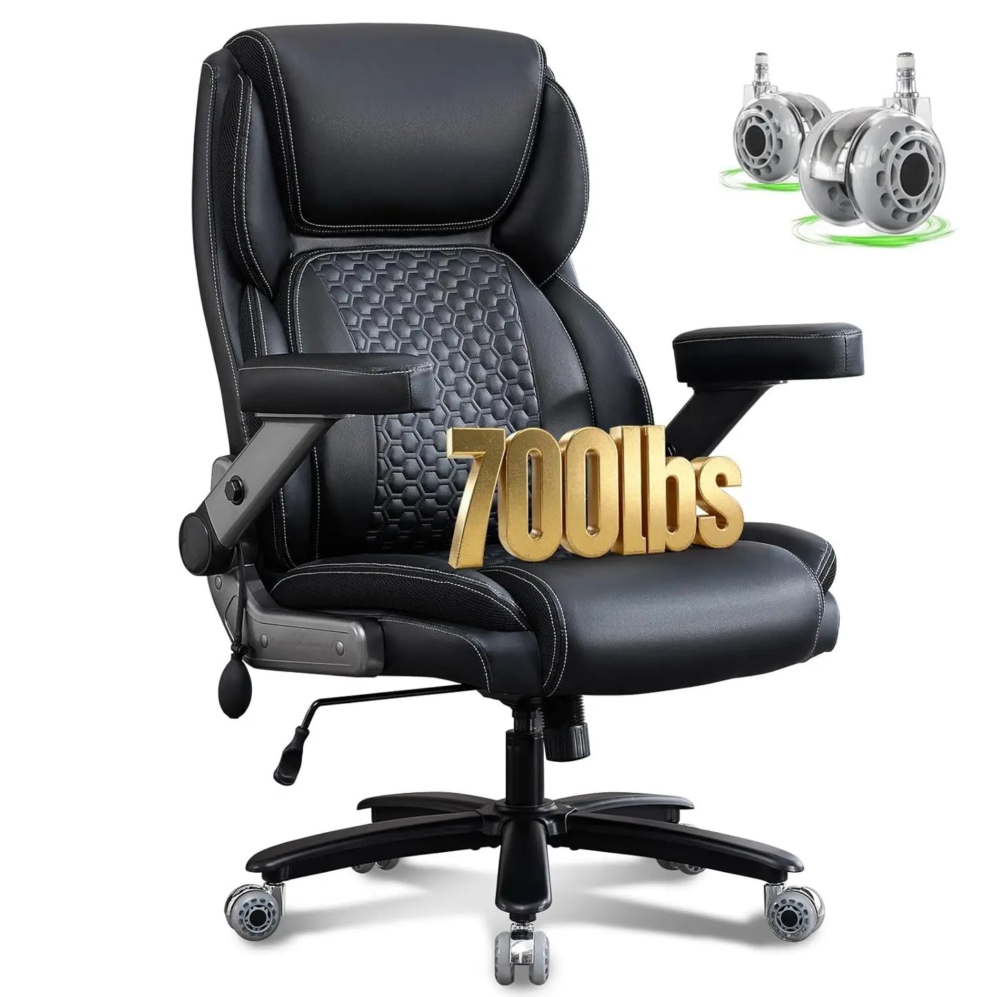 700lbs Big and Tall Office Chair for Heavy People with 5D Flip Armrests Heavy Duty Executive Chair with Adjustable, Customized