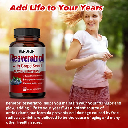 Resveratrol Supplements - Powerful Antioxidants and Trans-Resveratrol for Anti-Aging, Cardiovascular Support, Maximum Benefits