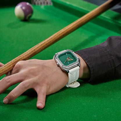 Mark Fairwhale 5047 Men Quartz Watch Square Case Luminous Billiards Dial Wristwatch Rubber Strap Watches for Men