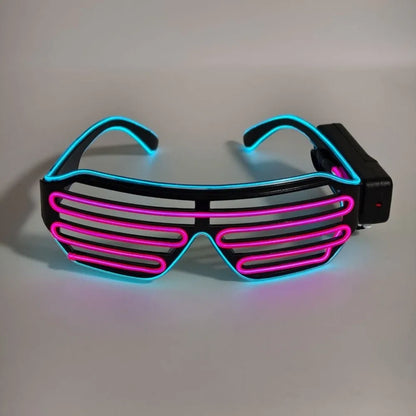 Wireless LED Glowing Glasses Cool Colorful Neon Glasses Double Colors Glow-in-the-dark Luminous Glasses Halloween Costumes