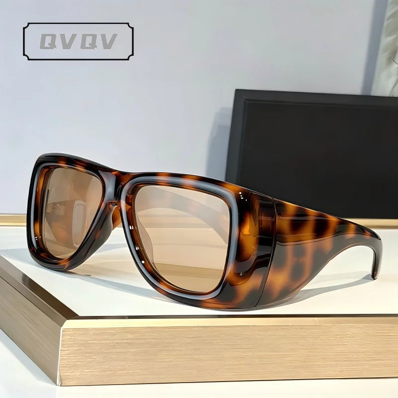 QVQV Trendy Oversized Square Sunglasses Women Men Luxury Brand Original Thick Frame Sunglasses Retro Outdoors Driving Shades