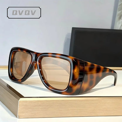 QVQV Trendy Oversized Square Sunglasses Women Men Luxury Brand Original Thick Frame Sunglasses Retro Outdoors Driving Shades