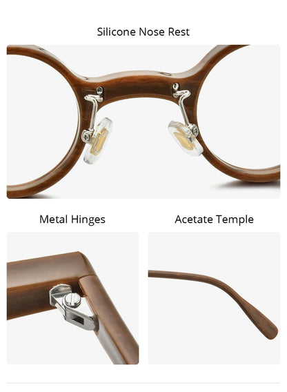 FONEX HEPIDEM Acetate Eyeglasses Frame Men 2025 New Small Round Brand Design Glasses Women Retro Vintage Eyewear Spectacles 9341