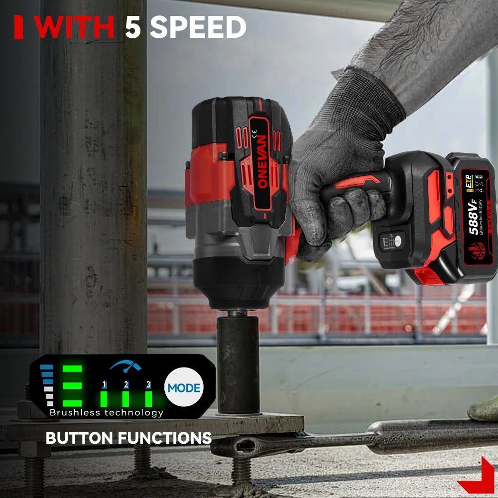 ONEVAN 8000RPM 2800N.M Brushless Electric Impact Wrench Cordless Car Repair Screwdriver Drill Power Tool For Makita Battery Pin
