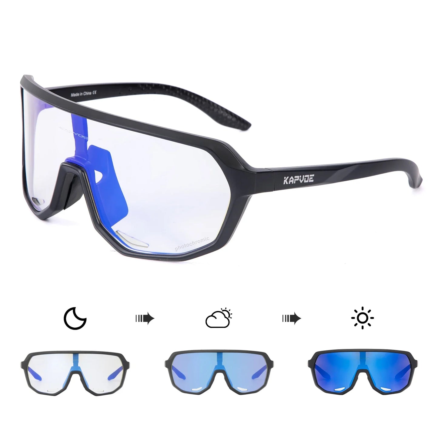 KAPVOE Photochromic Cycling Glasses Sports Sunglasses for Men Women UV400 Protection Bicycle MTB Mountain Bike Sunglasses