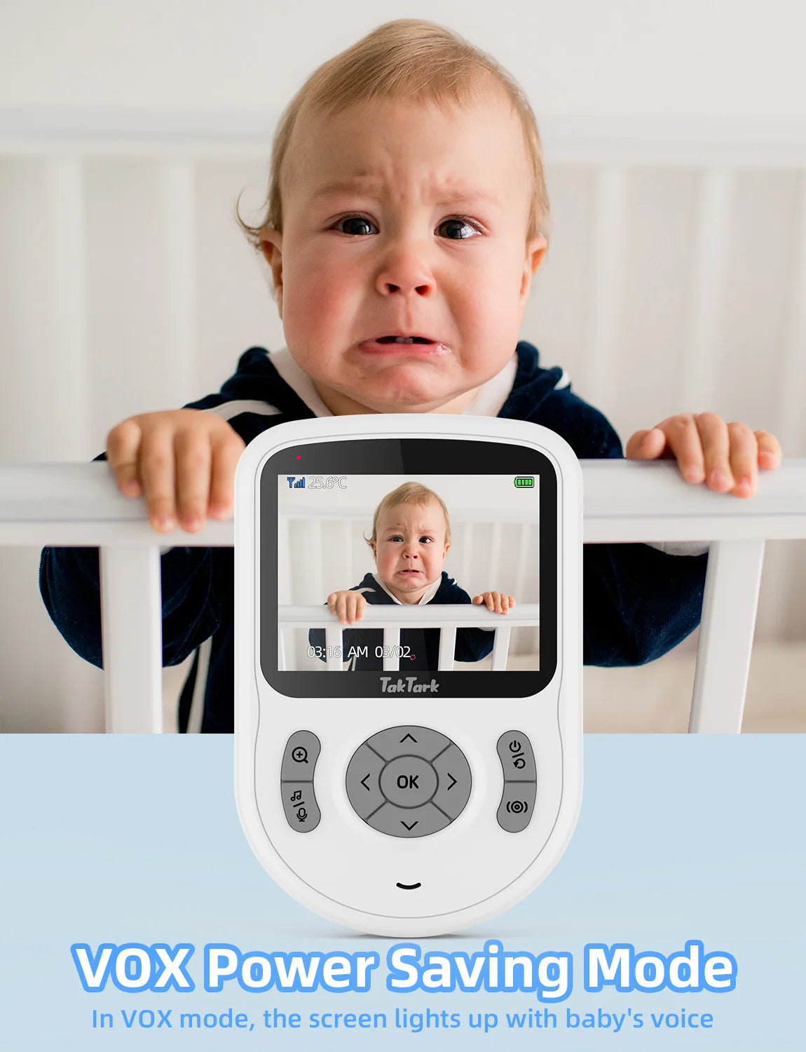 TakTark Video Baby Monitor 3.2 Inch / 2.8 Inch Wireless Security Camera Auto Night Vision Intercom Temperature Monitoring Nanny