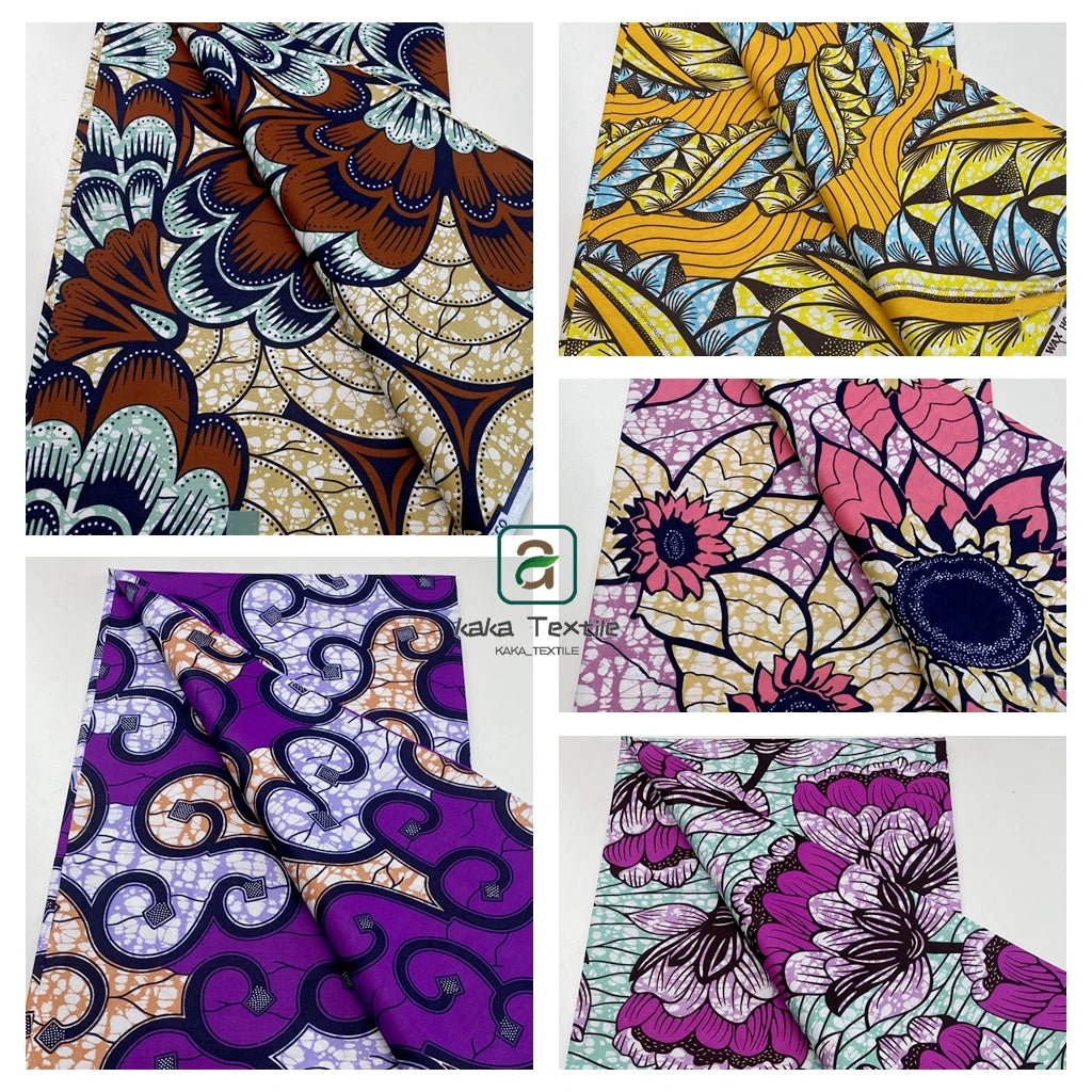 New Super Tissu Ankara Good Real Prints African Wax Fabric Soft Pagne Cotton Material Kente 6YARDS Stuff Blue Batik For Sew