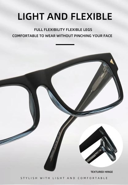 Fashion Men Prescription Myopia Glasses Luxury Brand Black Square Blue Light Blocking Eyewear Male Glasses For Vision 0 To -6.0