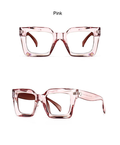 Vintage Oversized Square Anti Blue Light Reading Glasses Women Men Trending Optical Eyewear Finished Hyperopia Eyeglasses +2 +5