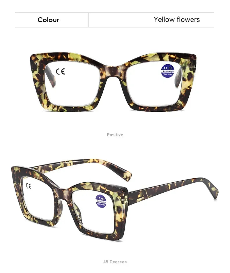 2025 New Fashionable Large Frame Women's Presbyopia Glasses High Definition Texture Neutral Color Anti Blue Light Glasses