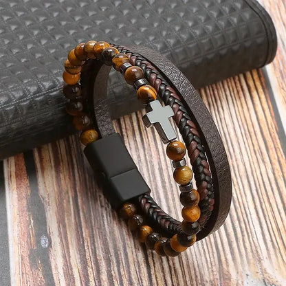 Classic Men's Leather Bracelet New Style Hand-woven Multi-layer Combination Accessory Fashion Man Jewelry