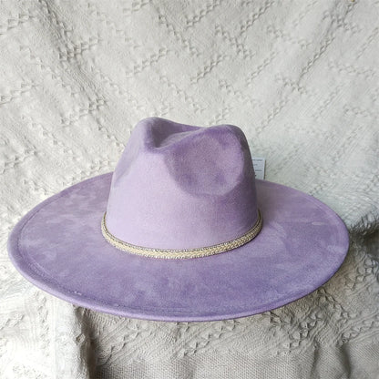 Colorful Suede Wide Brim Felt Fedoras Women's Hat Men's Church Jazz Hat Denim Hat Panama шляпа женская летняя 2024