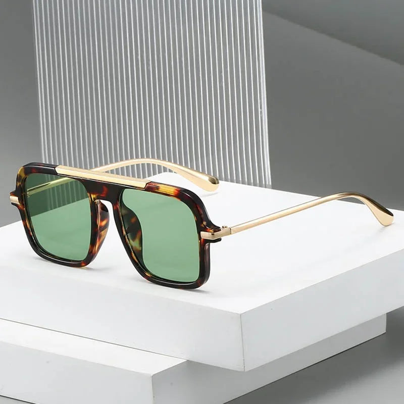 QVQV Brand Design Square Oversized Sunglasses for Women Men Fashion Popular Leopard Champagne Shades UV400 Sun Glasses Trendy