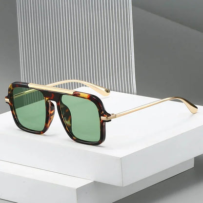 QVQV Brand Design Square Oversized Sunglasses for Women Men Fashion Popular Leopard Champagne Shades UV400 Sun Glasses Trendy