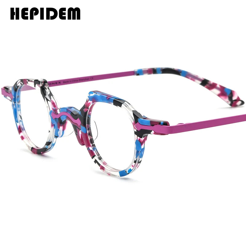 FONEX HEPIDEM Acetate Eyeglasses Frame Men 2025 New Small Round Brand Design Glasses Women Retro Vintage Eyewear Spectacles 9341