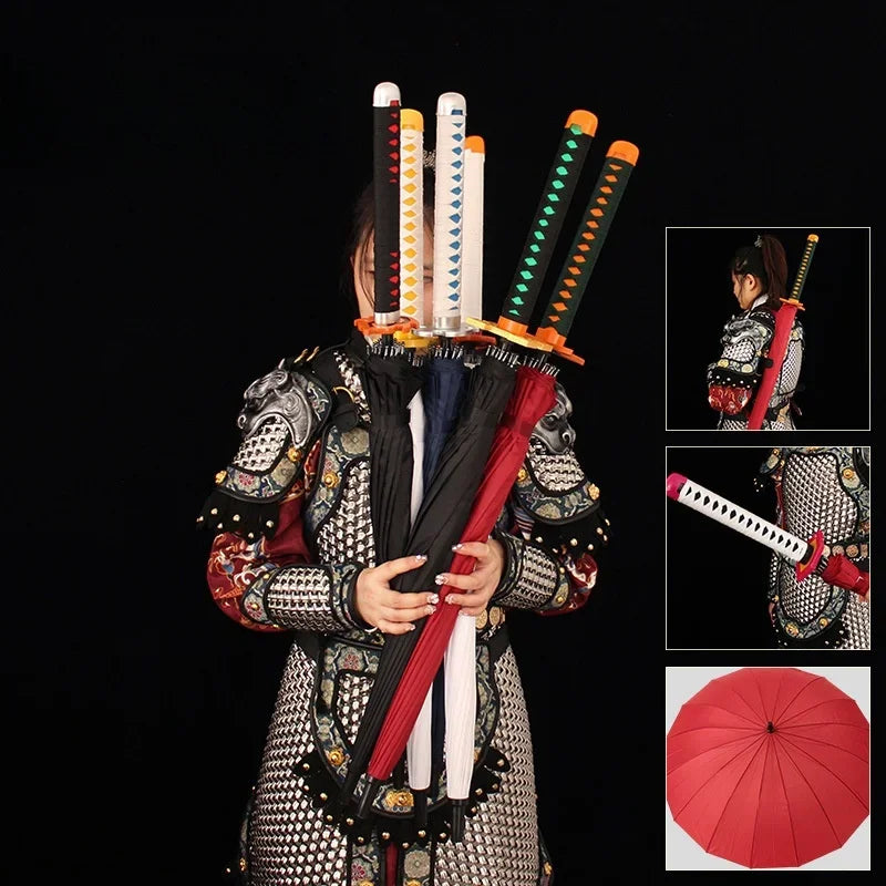 Demon Slayer Sword Umbrella One Piece Roronoa Zoro Katana Umbrella Real Full Size Japanese Anime Long Parasol Home Accessories