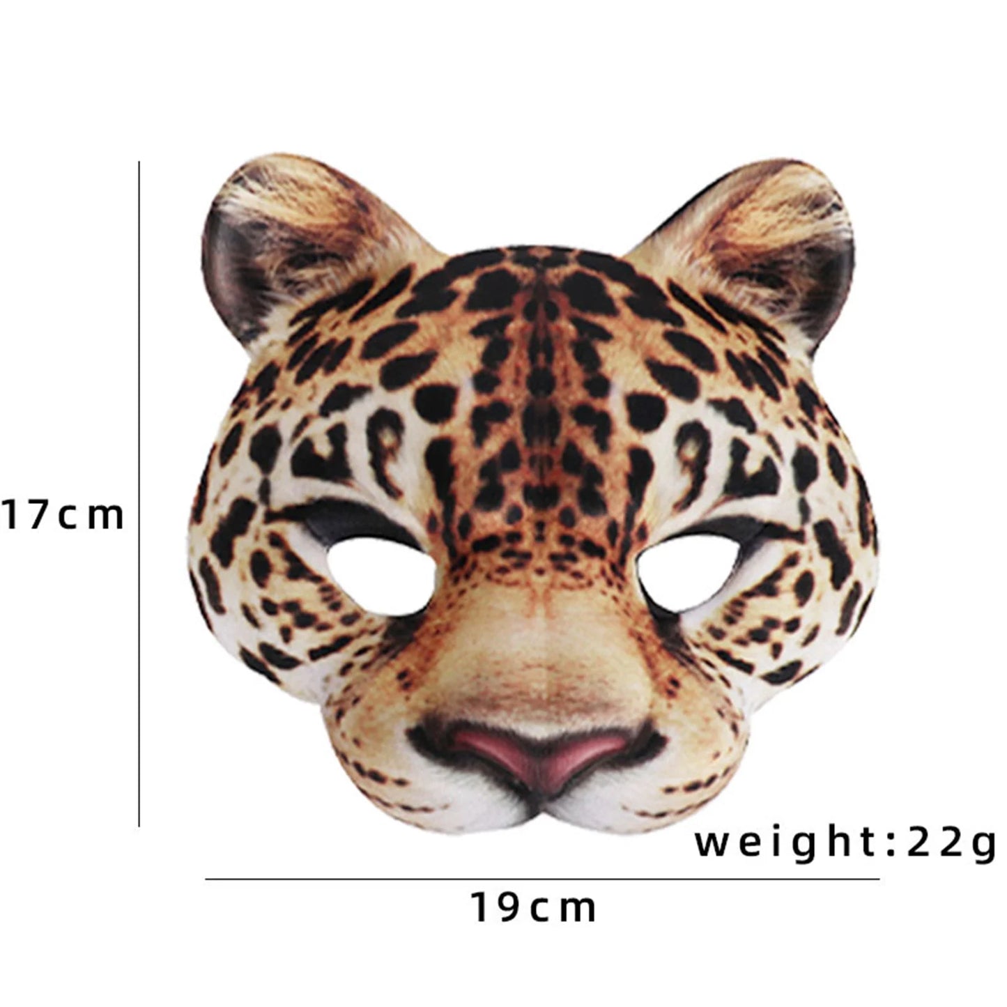Halloween Half Face Cheetah Mask EVA Animal Costume Party Accessory for Carnival Cosplay Scarf Animal Cat Half Masks