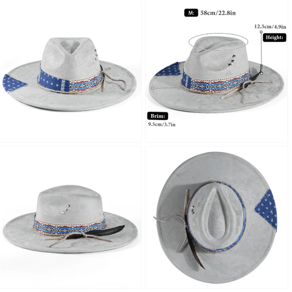 Handmade Fedora Hat suede Men's and Women's Hat feather vintage Fashion Jazz hat Top hats flat Panama sombrero mujer British hat