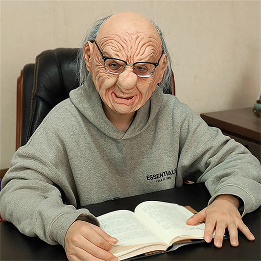 Popular Grandpa Mask, Funny Trick, Natural Latex Material, Detailed Craftsmanship, Movie Texture, Hand-Painted, Role-Playing